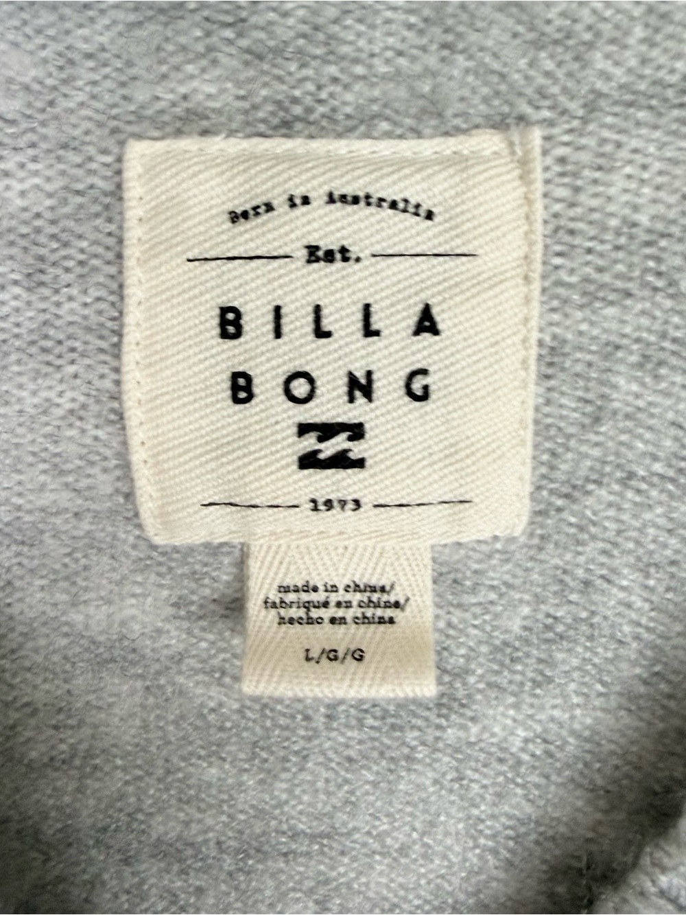 Billabong women's V-neck long-sleeve henley sweater grey oversized size L - Picture 7 of 10